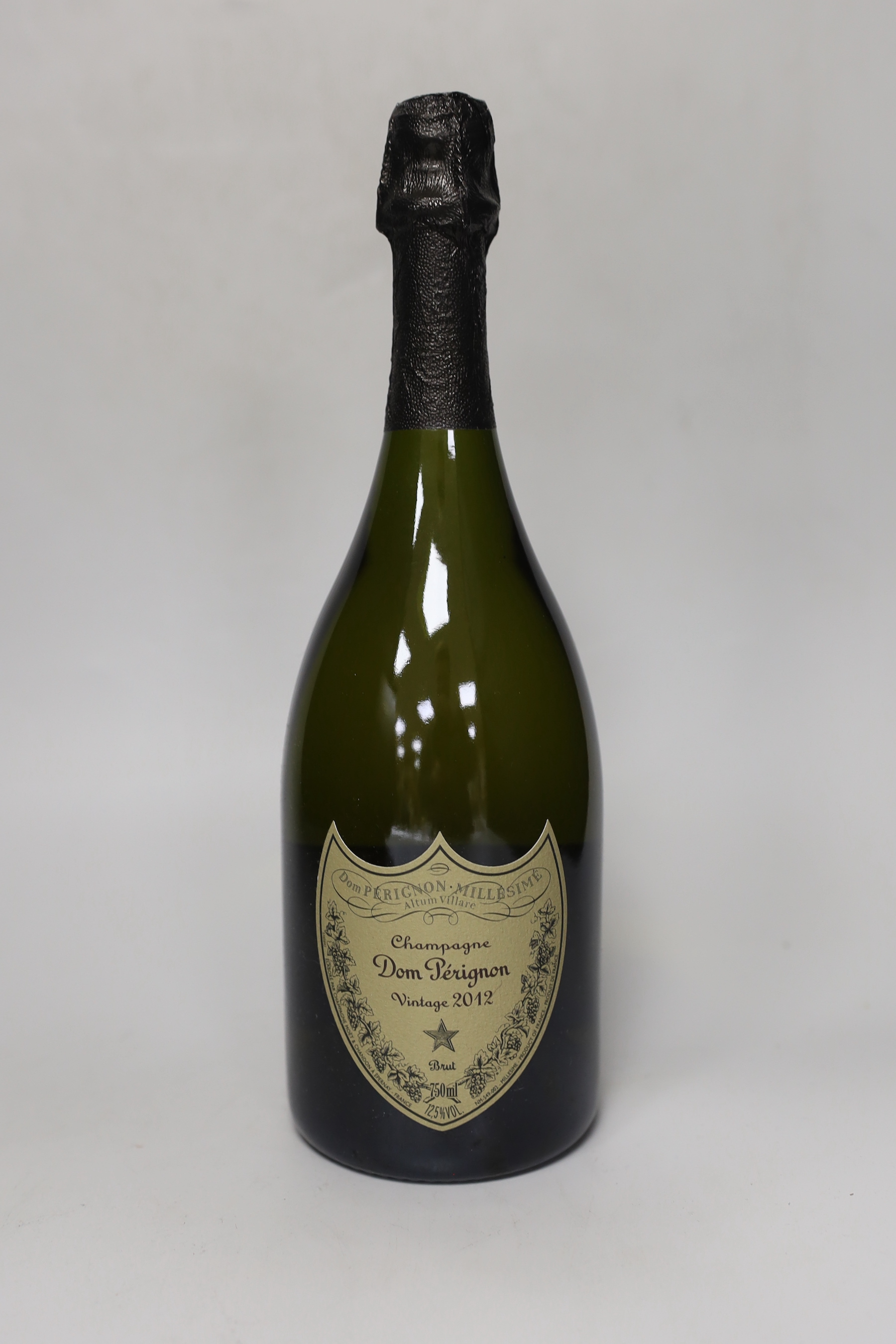 A bottle of Dom Perignon 2012, boxed